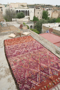 Large handmade Beni M'guild purple plum vintage moroccan rug