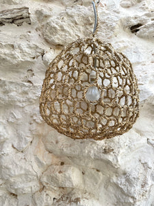 Open weave seagrass pendant light