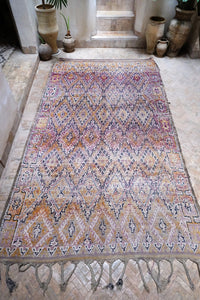 Beni M'guild purple taupe vintage moroccan rug handmade