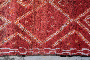 Large authentic Boujad Moroccan rug red with white patterns