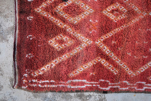 Large authentic Boujad Moroccan rug red with white patterns