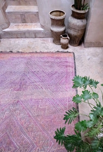 Large handmade Beni M'guild purple lavender vintage moroccan rug