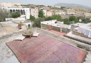 Large handmade Beni M'guild purple lavender vintage moroccan rug