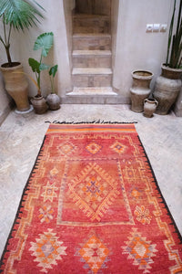 Soft red authentic vintage Rehamna Moroccan rug