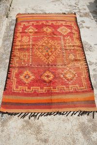 Soft red authentic vintage Rehamna Moroccan rug