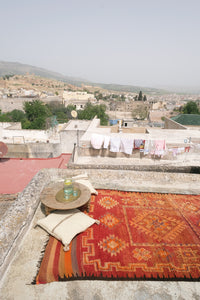 Soft red authentic vintage Rehamna Moroccan rug